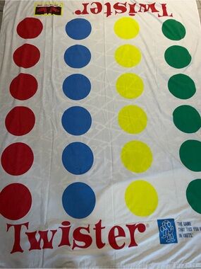 Vintage 2001 Twister Twin Flat Sheet & Pillowcase Hasbro Game Bedding Y2K